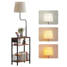 Floor Lamp with Table  Storage Baskets, End Table with 3 Color Temperatures ...