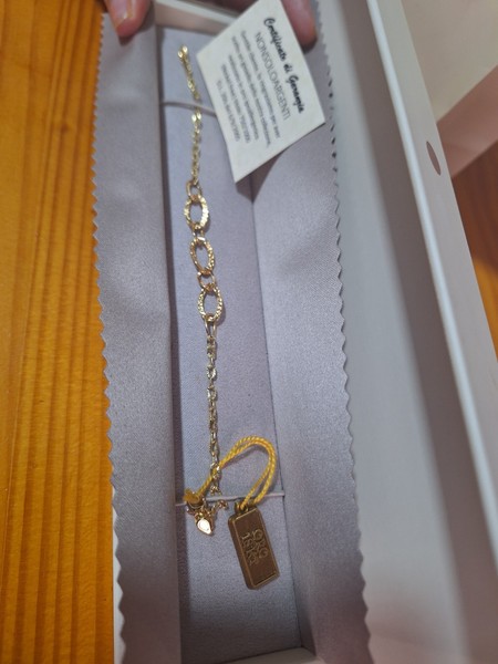 Bracciale Donna di Oro Giallo 18Kt Carati nuovo maglia a catena mista di 19,5cm