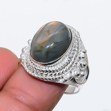 Natural Labradorite Gemstone 925 Sterling Silver Jewelry All Size Ring For Gift