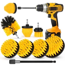 Drill Brush Attachment Set, 7 Pack 1/4in Power Scrubber Brush + Extend Long R...