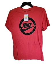 Nike Men's T-Shirt Orange Logo Swoosh Printed Active Short Sleeve Tee S NEW