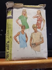 1970's Pattern 2344. Men's And Misses Shirts For Knits Only B 38-40, M 42-44.
