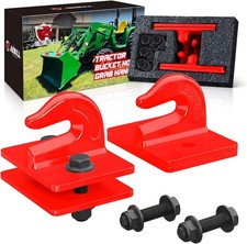 (2 Pack 3/8" Tractor Bucket Grab Hook Grade 70 Forged Steel Bolt On Grab Red