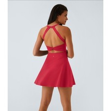 HALARA SoftlyZero Airy Backless Twisted Flare Dress NWT Red Small