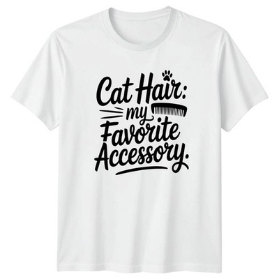 Katzenhaar My Favorite Accessoire Damen T-Shirt Katzenliebhaber Geburtstag Geschenk für Sie