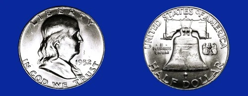 1952-D FRANKLIN HALF DOLLAR SILVER 50C HIGH AU/BU+++ FULL BELL LINES