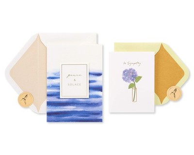 Papyrus Sympathy Cards with Envelopes, Vase and Peace (2-Count)