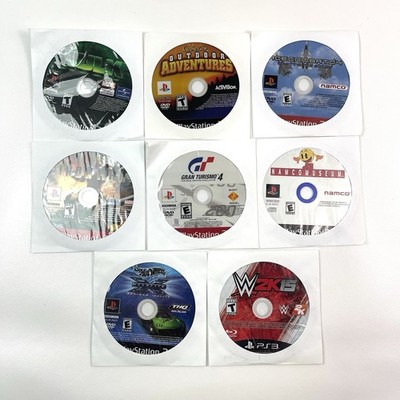 PS2 PS3 Game Lot 8 Discs Hulk Iron Man Gran Turismo 4 Cabelas Hot Wheels W2K15