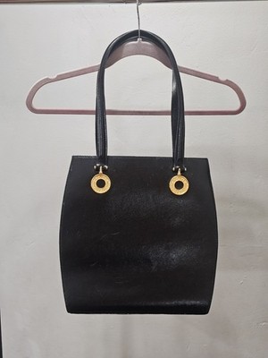 ROCHAS Paris Faux LEATHER TOTE with Red Interior & Gold Accents