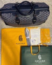 Goyard Geometric Blue Canvas Leather Duffle Bag Adjustable Straps, Accessories