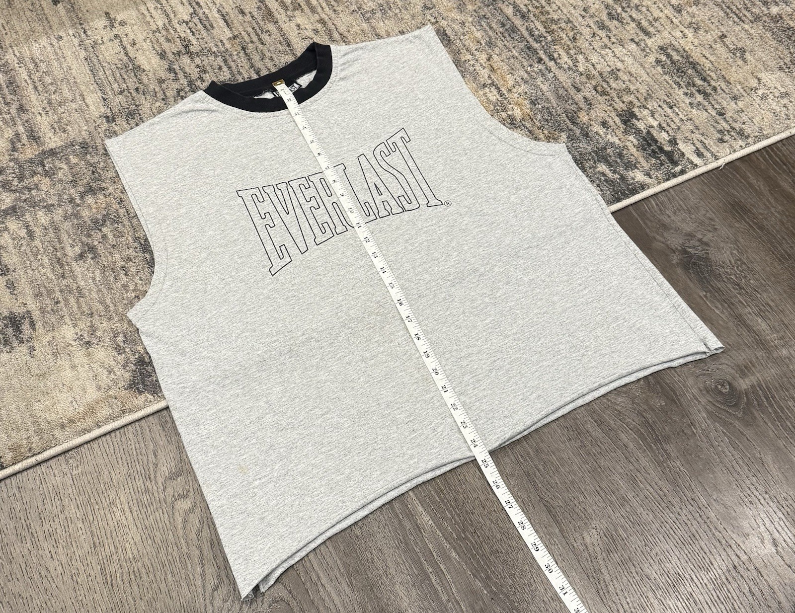 VINTAGE 90s EVERLAST Muscle Sleeveless Shirt—Thin BOXY Gray Men’s Size Large image 4