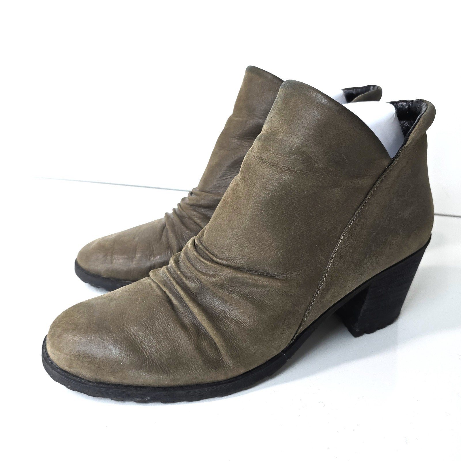 SAOLA Stivaletti aerosol donna 8 inclinazioni zip alla caviglia pelle verde oliva suola grossa