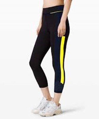 Lululemon x Roksanda Break New Ground Tight Black/True Navy/Yellow 6 Crop W6BAHS