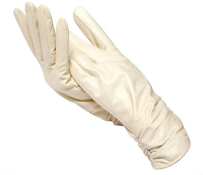 Classic Pleated Leather Gloves Women Color Real Leather Women Sheepskin Gloves