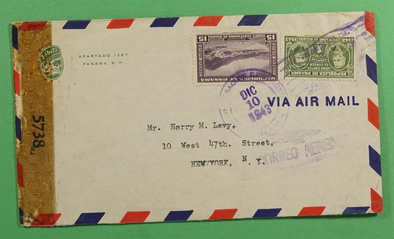 DR WHO 1943 PANAMA WWII CENSORED AIRMAIL TO USA R77464