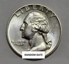 (1) 90% Silver AU/BU Washington Quarter 25c - RANDOM DATE