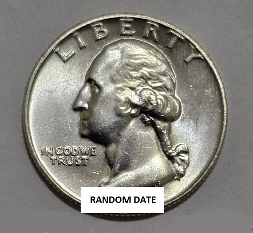 (1) 90% Silver AU/BU Washington Quarter 25c - RANDOM DATE