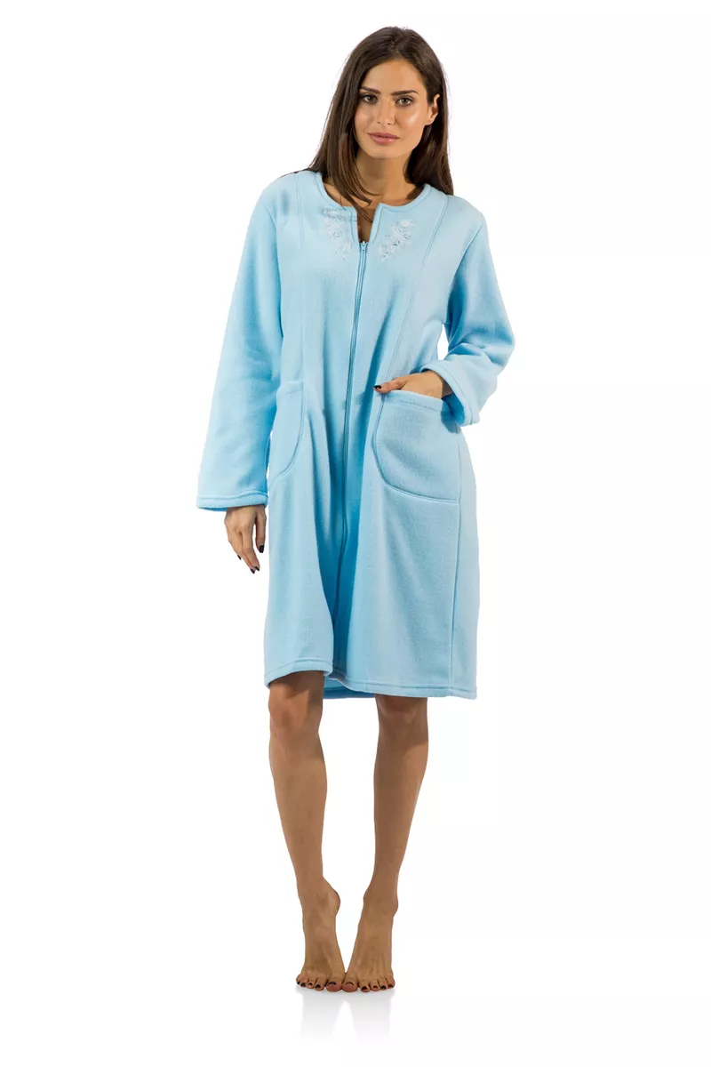 Short sleeve zip top up dressing gown