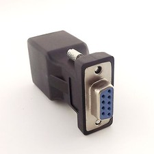 RJ45 Female to RS232 DB9 Female Serial Port CAT5e Network Cable Extender Adapter