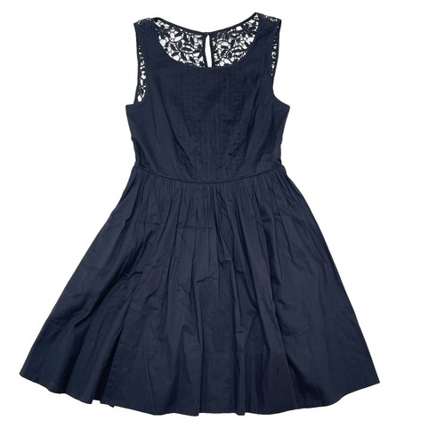 Moulinette Soeurs Black Beaded Crinkle Lined Swing Dress 2 UK 6