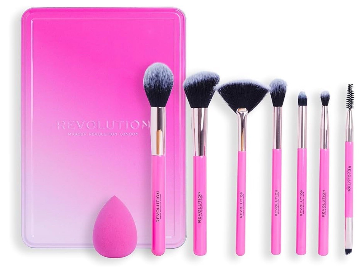 Revolution The Brush Edit Set de Regalo De Pinceaux Juego de 8 Piezas Pinceles de Maquillaje Caja de Lata