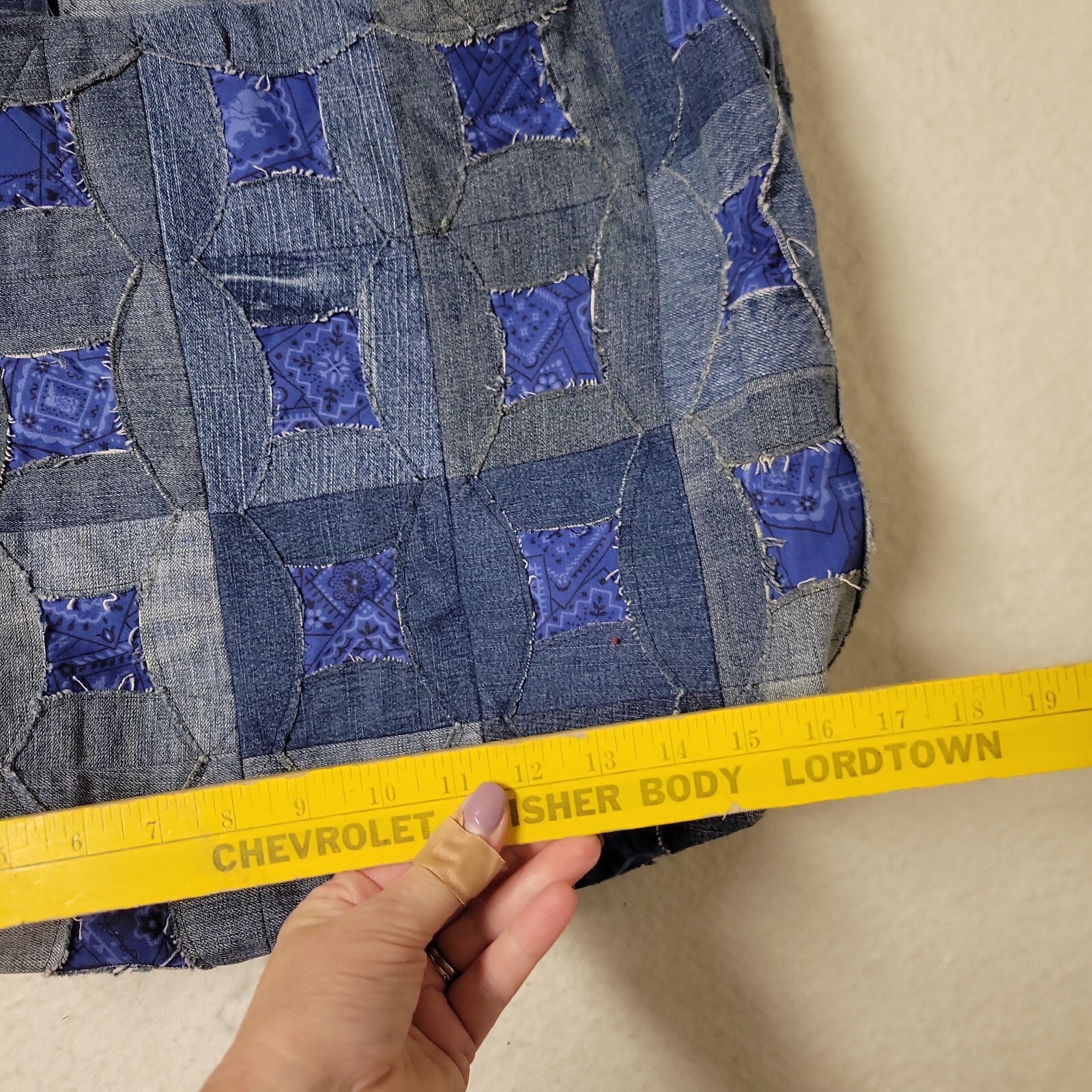 Large Handmade Patchwork Denim Tote Bag Purse Han… - image 8