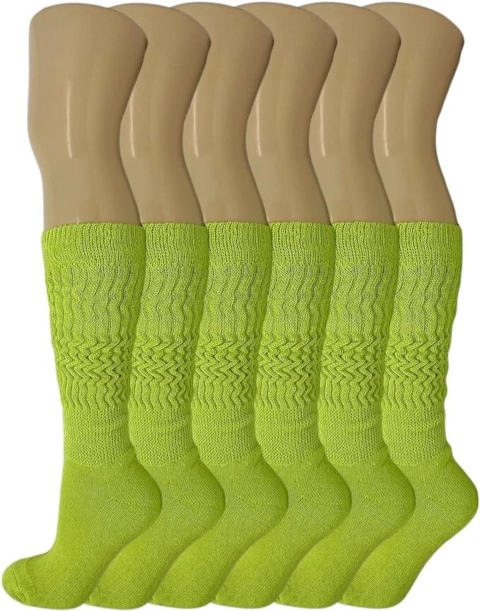 Almond Green Slouch Socks 6 Pairs Shoe Size 5-10
