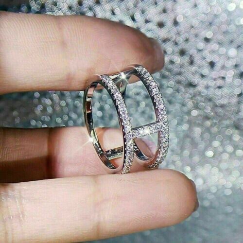 2.00 Ct Round Cut Simulated Diamond Engagement Band Ring 14k White Gold ...