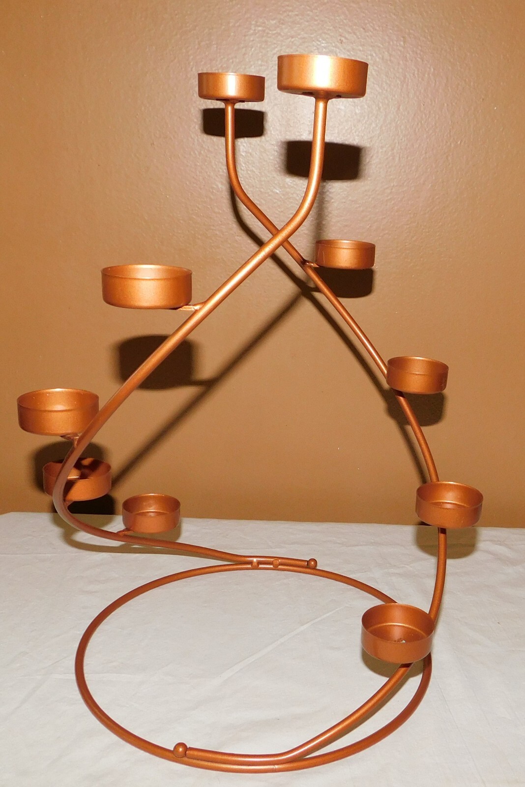 Partylite Copper Tone Large 10 Spiral Tea Light Candle Holder Insert