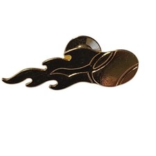 Lapel Pin Flaming Baseball on Fire Speed Fast Ball Gold Tone Hat Tie Tack Brooch