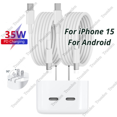 For iPhone 15 iPad Pro Air 35W USB C Fast Charger PD Type C Cable Power Adapter