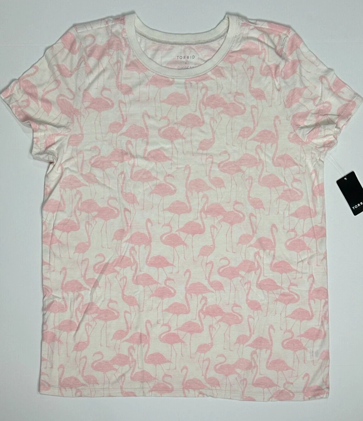 NWT TORRID Womens Plus Size 3 3X 22-24 Flamingo Classic Fit Crew Tee T Shirt Top