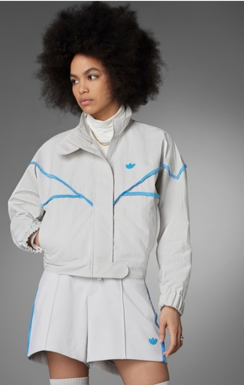 Adidas Originals Blue Version Cropped Jacket - Pearl Grey & Pulse Blue image 3