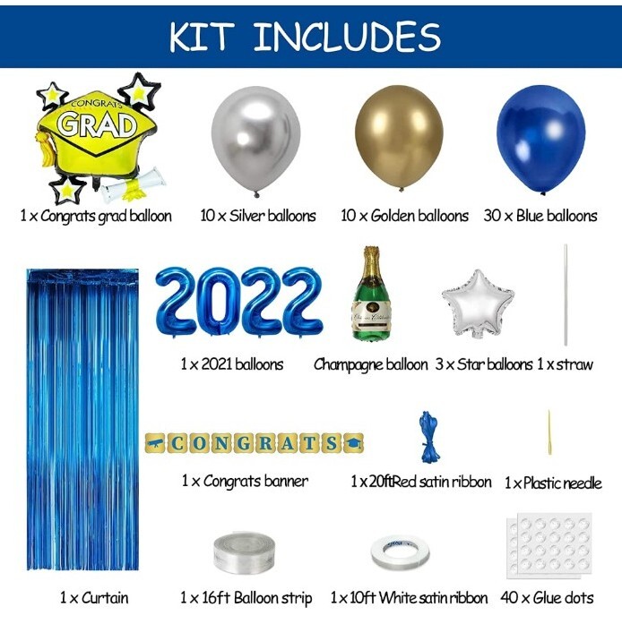 Graduation Party Decorations Balloons Graduation Party Supplies Blue ...