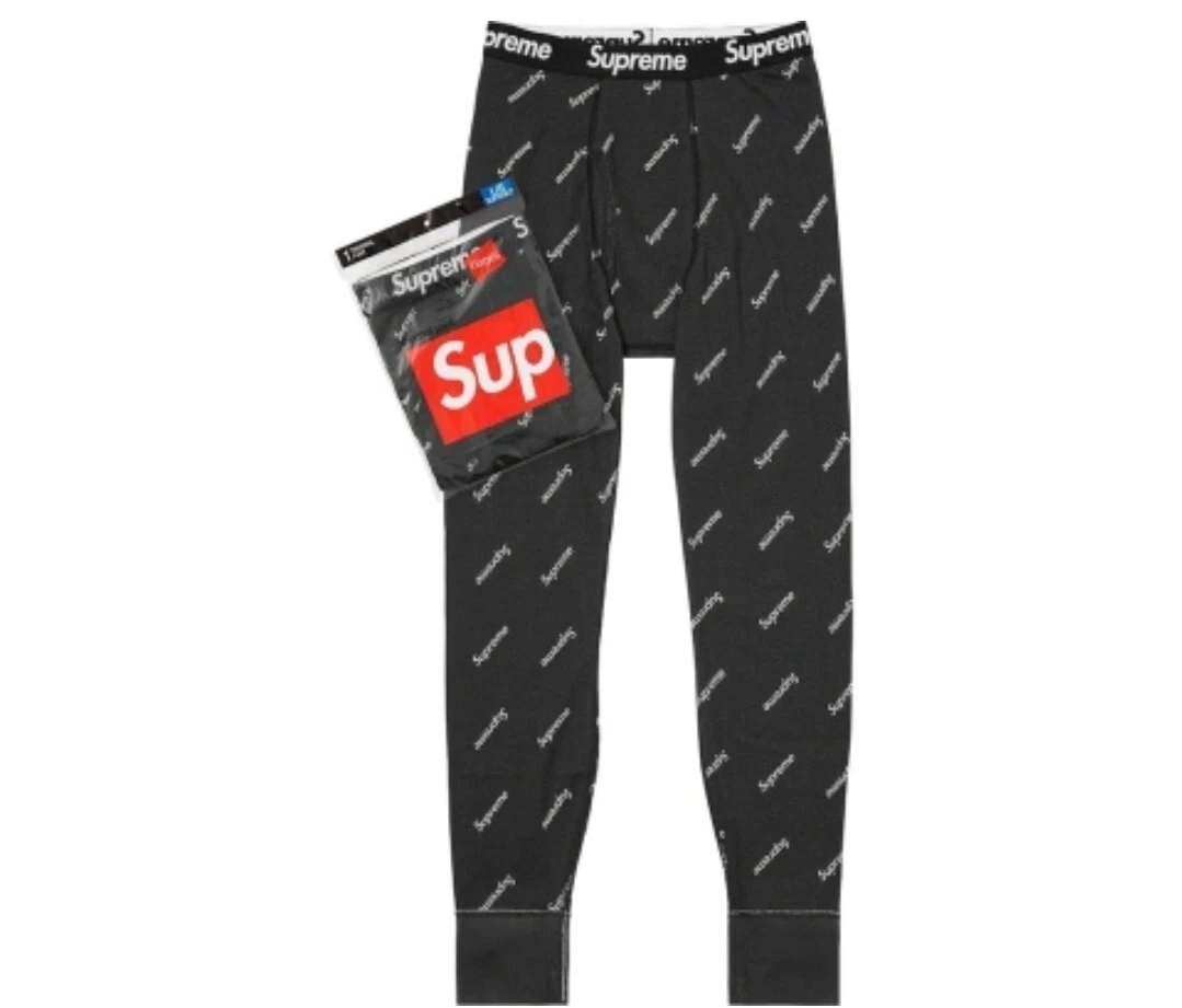 Pantalon thermique Supreme Hanes logos noir taille petit flambant neuf scellé. Article rare !