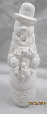 Vtg 1994 ACCENTS UNLIMITED ''Snowman w/Wreath'' Ready To Paint 6'' Plaster Figurine