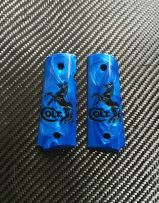 White Pearl Resin Kimber Logo Grips For 1911 Compact – Fits Colt Officer, Defender & Clones