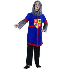 KINDER RITTER KOSTÜM & HAUBE / Karneval Fasching Jungen Samt-Tunika Kettenhaube