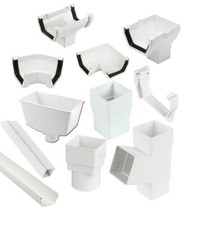 WHITE Square Line Gutter System KAYFLOW 114mm UPVC Plastic Rainwater Parts