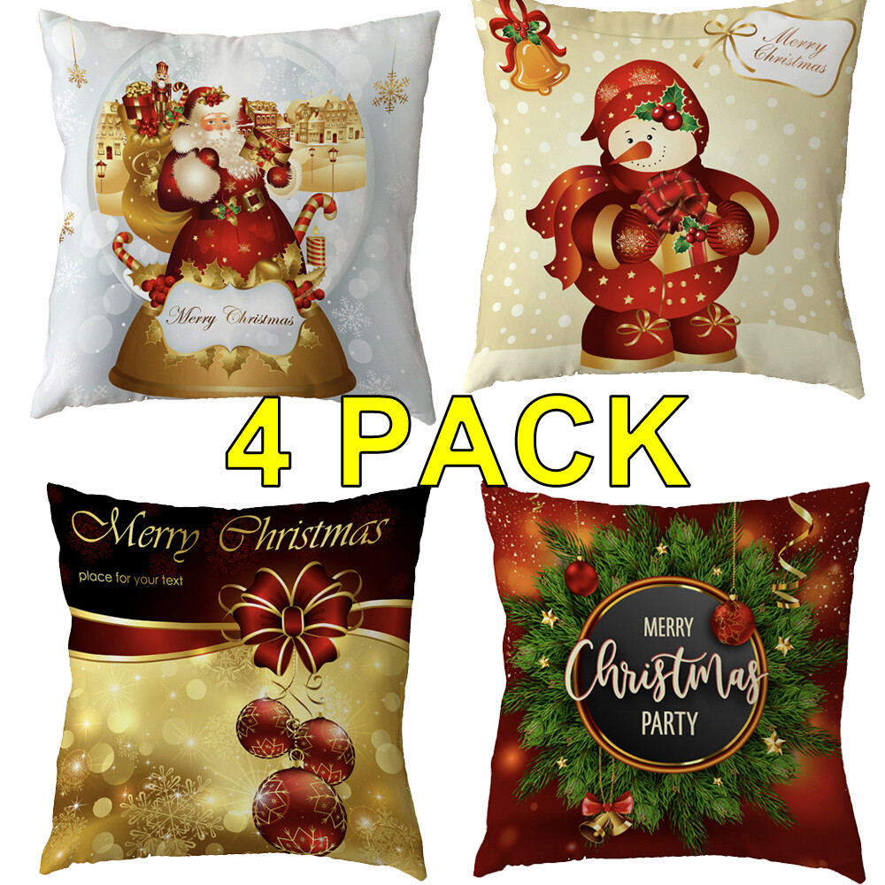 4pcs Christmas Cushion Covers Throw Sofa Pillow Covers Home Decor