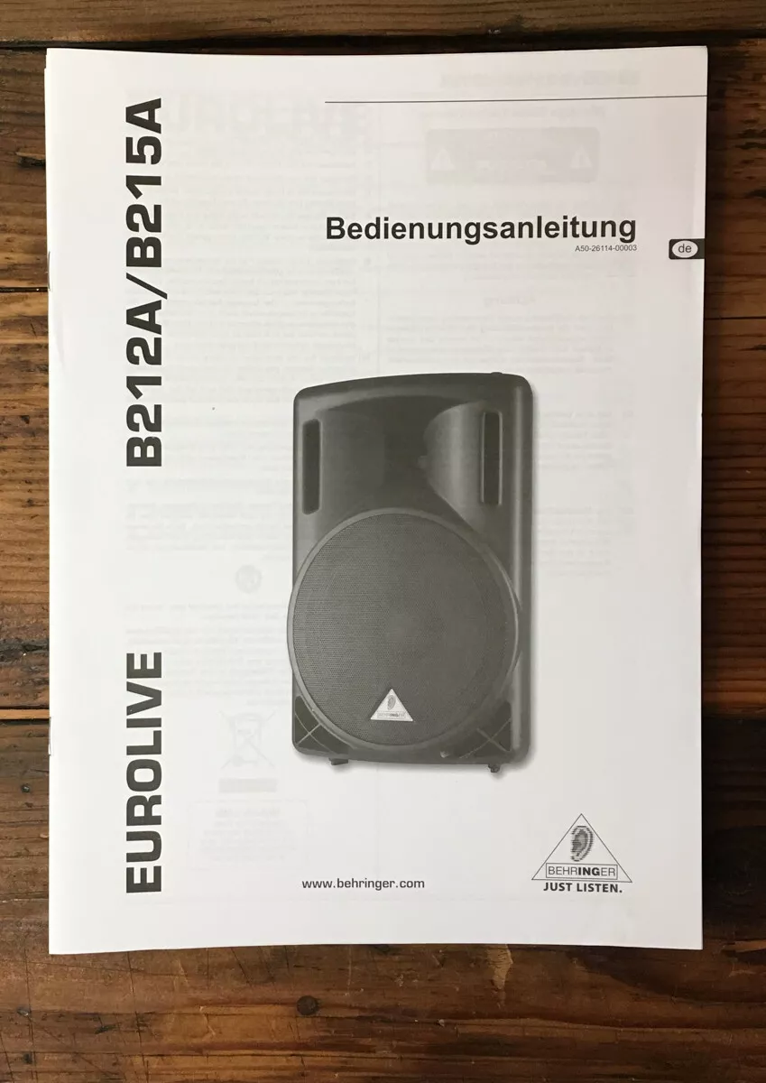 Behringer B212A B215A Speaker User Owner Manual GERMAN Original