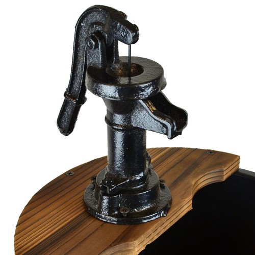 Fuente de agua de barril de madera exterior en cascada de 2 niveles con bomba ajustable - Imagen 6 de 8