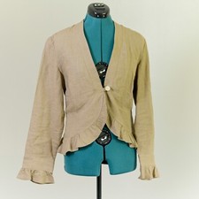 J. Jill 100 Linen Tan Blazer with Ruffle Detail Size S