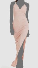 $90 Emerald Sundae Women Juniors' Pink V-Neck Lace Racer-Back Gown Dress Size S