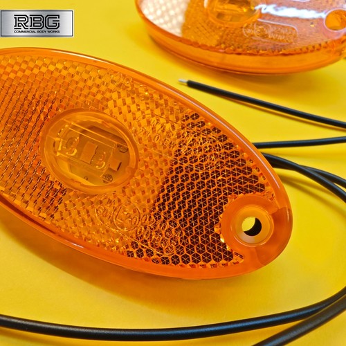 8x Side Marker Light Oval Amber LED Slim Line WAS 12/24V Lamp Trailer Caravan - Picture 4 of 8