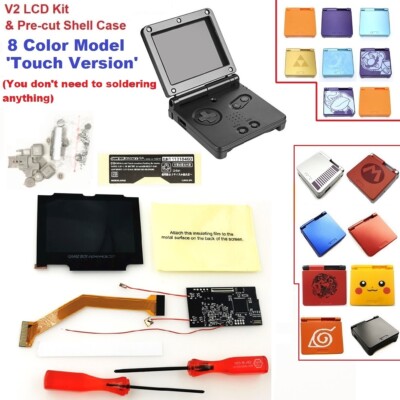Touch Backlight IPS LCD Kit For Game Boy Advance SP GBA SP +pre-cut shell 