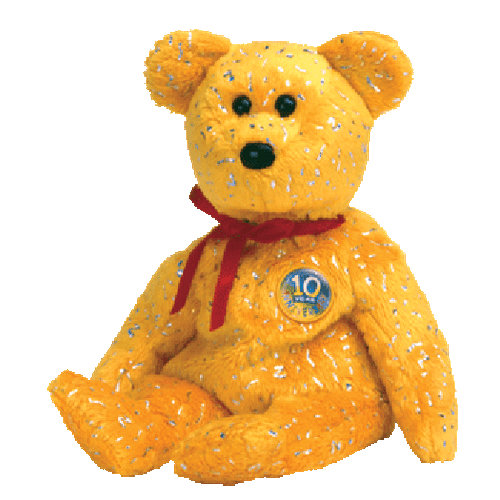 TY BEANIE BABIES DECADE "GOLD" THE BEAR. 10 YEARS MINT WITH MINT TAG