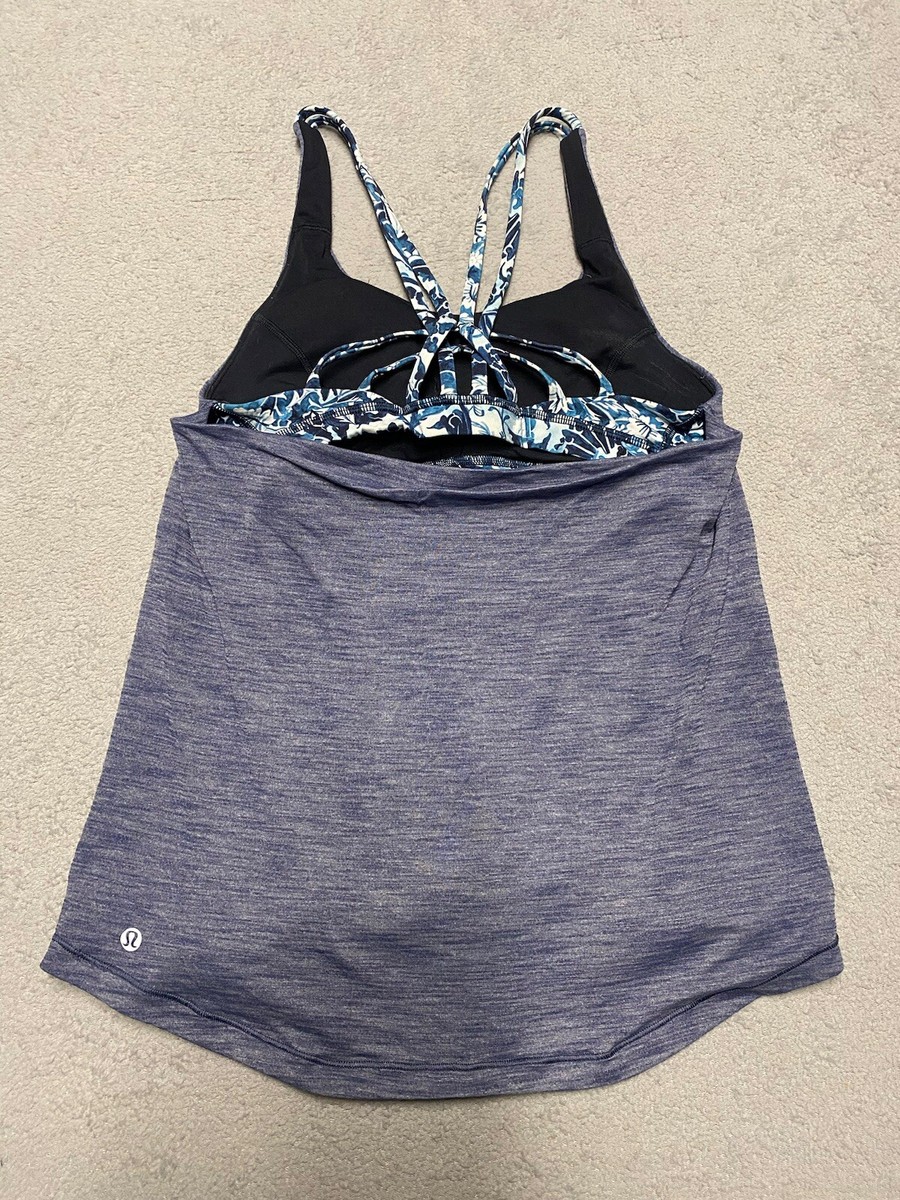 Lululemon Tank Top Womens Size 4 Blue Moment To Movement 2 In 1