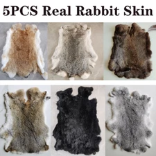 5pcs Natural Rabbit Skin Pelt Fur Hides Tanned Leather Craft Skin Bunny Soft DIY