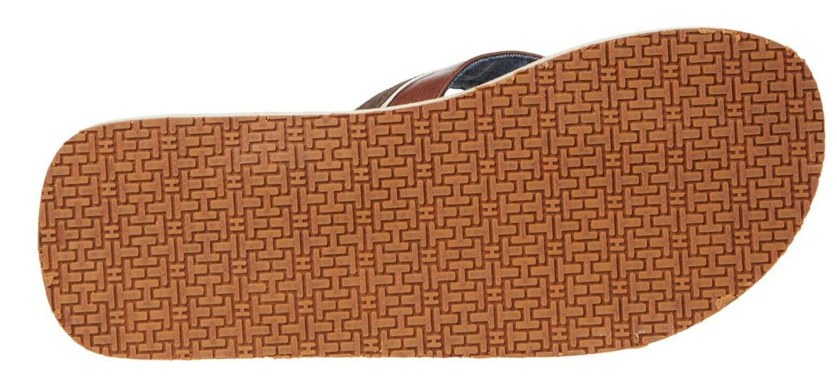 Tommy Hilfiger Drake-T Men\'s Flip Flops Flat Sandals Cognac Faux‎ Leather Sz 12 Tommy Hilfiger Drake Men Flip Flops Flat Sandals Cognac Faux  main image 2